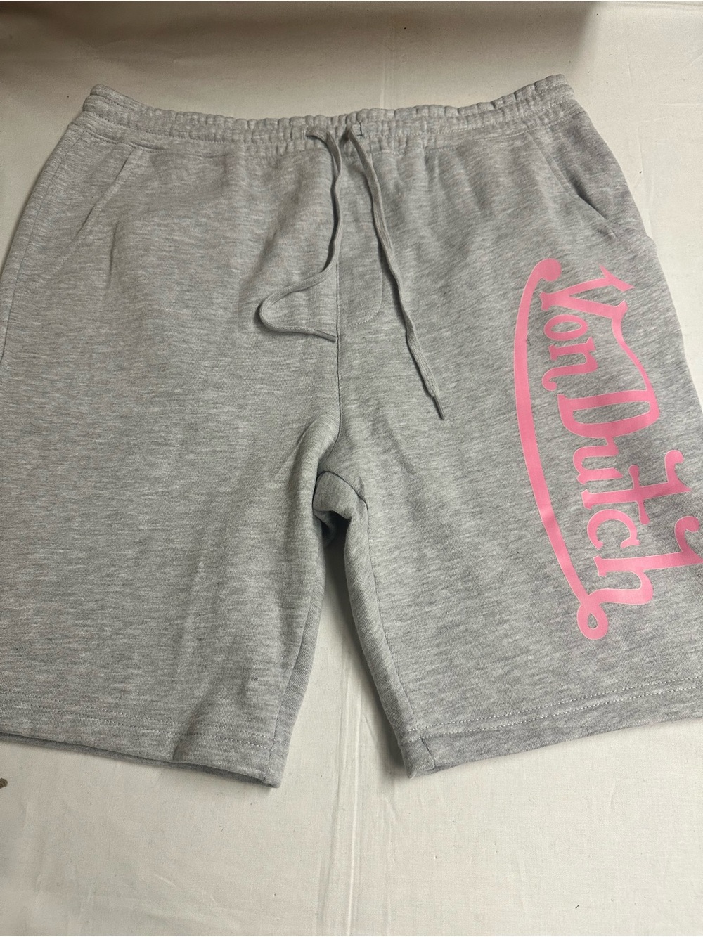 Von Dutch Gray Athletic Shorts with Pink Logo